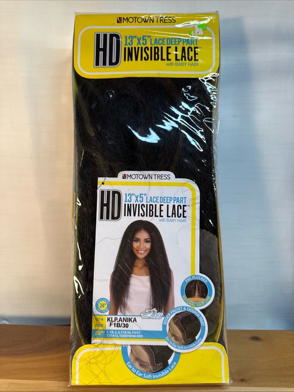 New Motown Tress HD Invisible Lace 13"x5" Lace Part Wig KLP.Anika Off Black